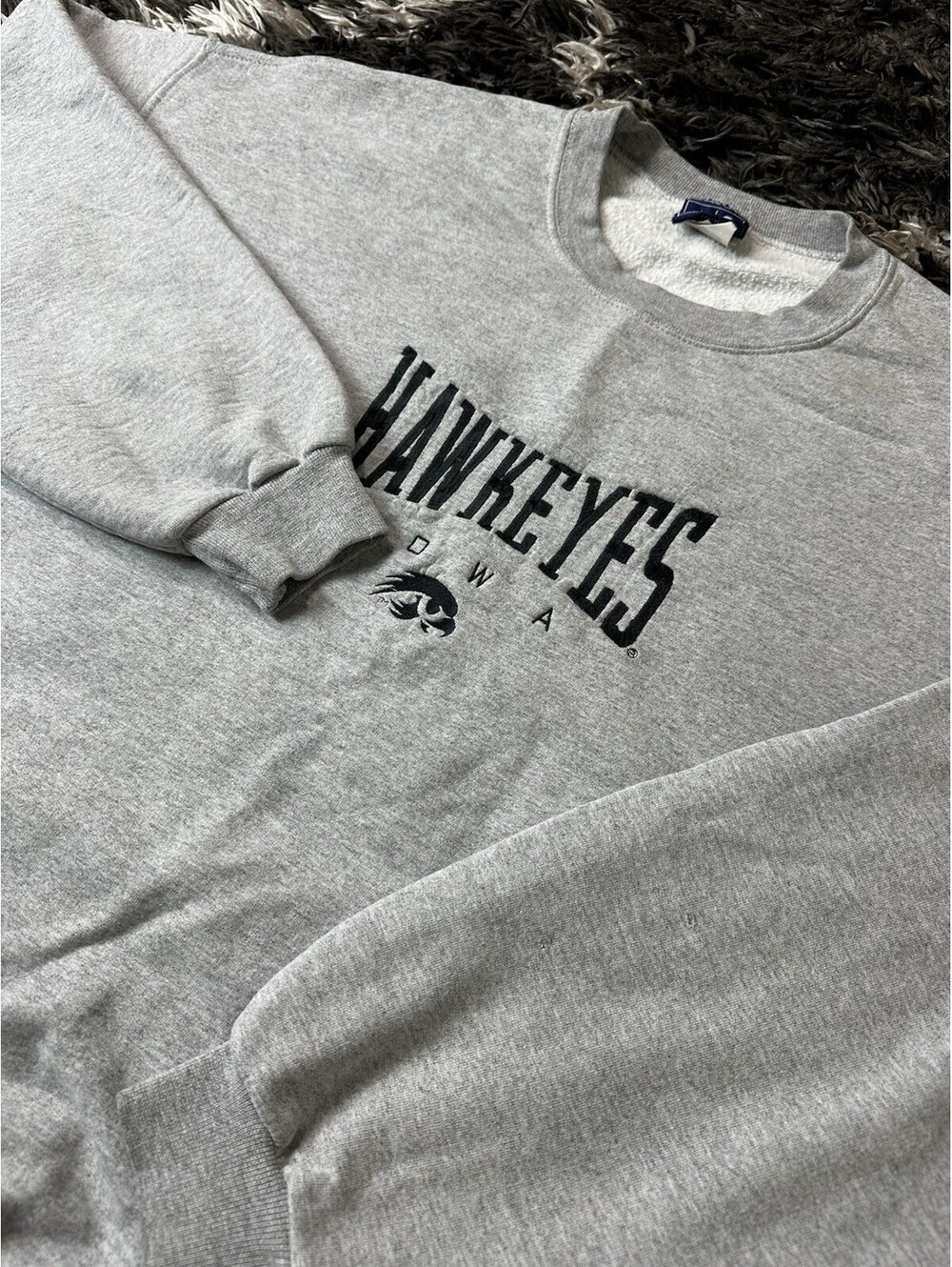 Vintage 90s Iowa Hawkeyes Embroidered AS Sports Gray Sweatshirt Mens 2XL